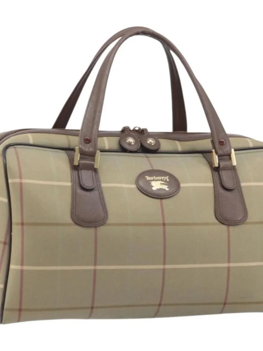 Burberrys Nova Check Boston Bag Canvas Beige Gold - Picture 2 of 16